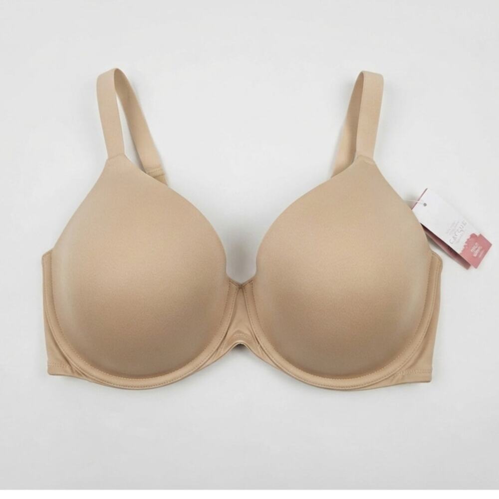 NEW Cacique 44D Boost Plunge Beige Nude Bra Underwire Comfort Padded